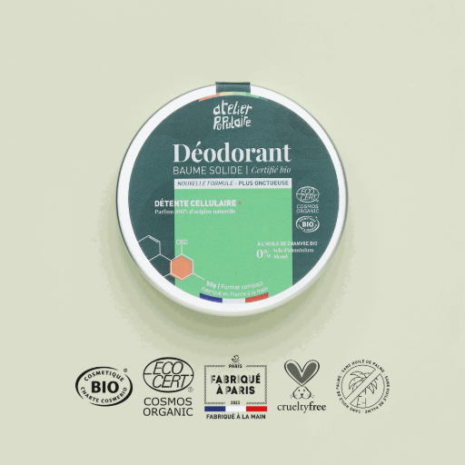 ​​​​Déodorant solide | Détente cellulaire + CBD | COSMOS ORGANIC | 50g